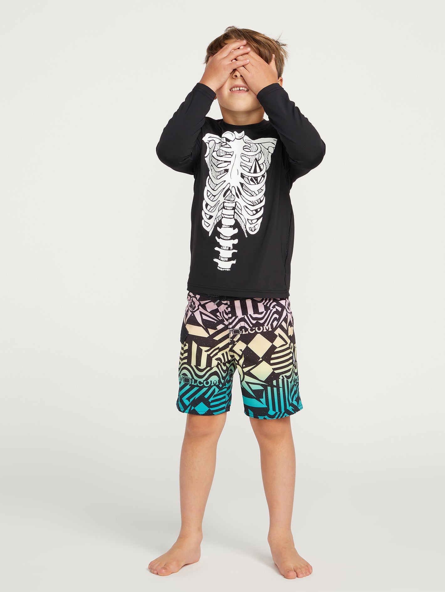 Little Boys Skeleton Long Sleeve Rashguard