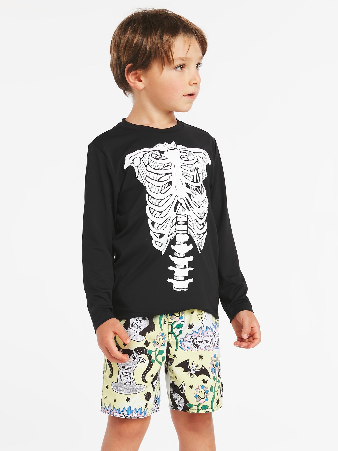 Little Boys Skeleton Long Sleeve Rashguard
