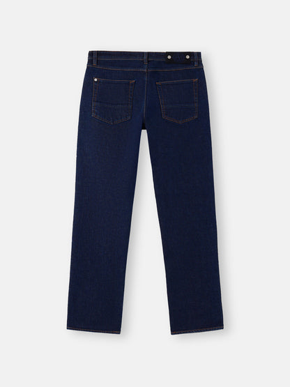 J100007 STRETCH INDIGO DENIM-RINSED
